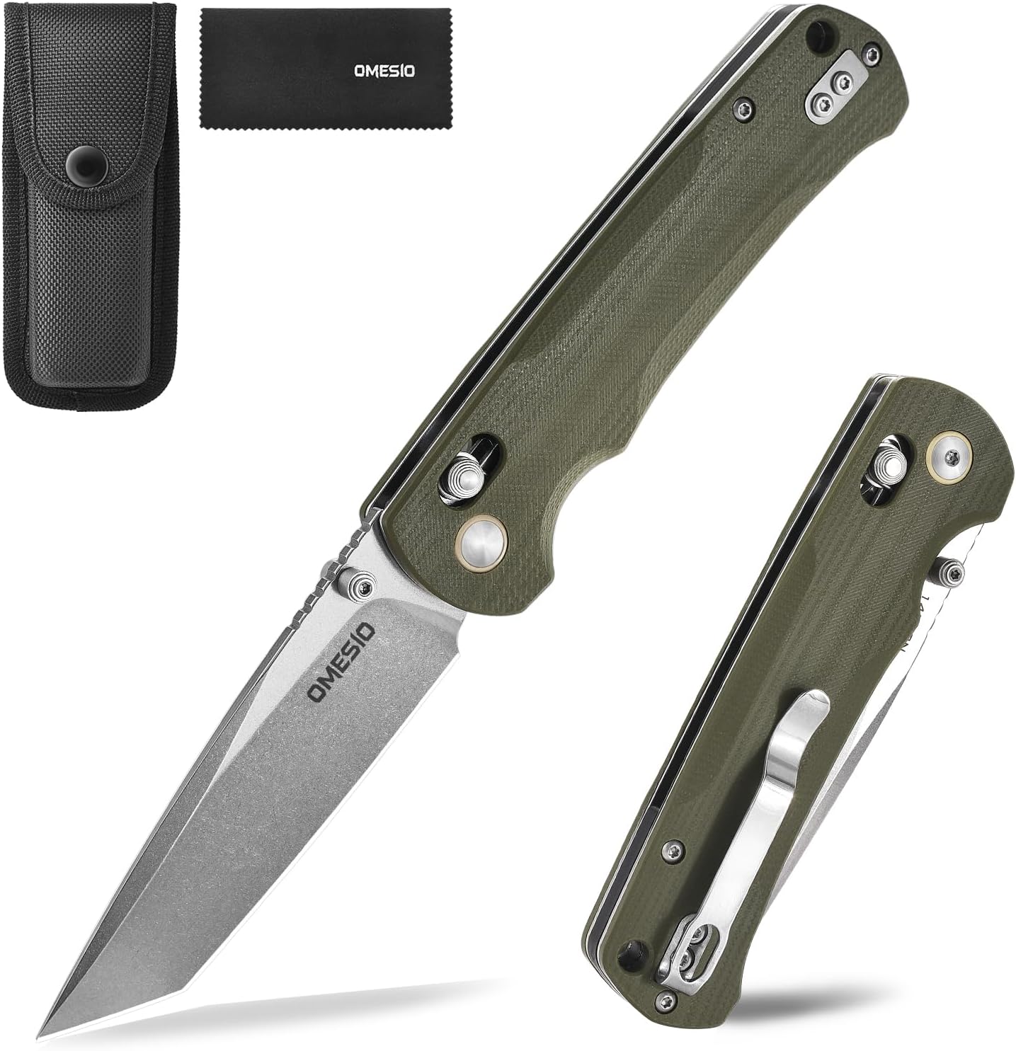 Omesio S-LB Tanto  Pocket Knife, 3.31" 14C28N Steel Axis Lock Knife
