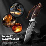 Coltello a lama fissa in acciaio Damasco Full Tang Omesio