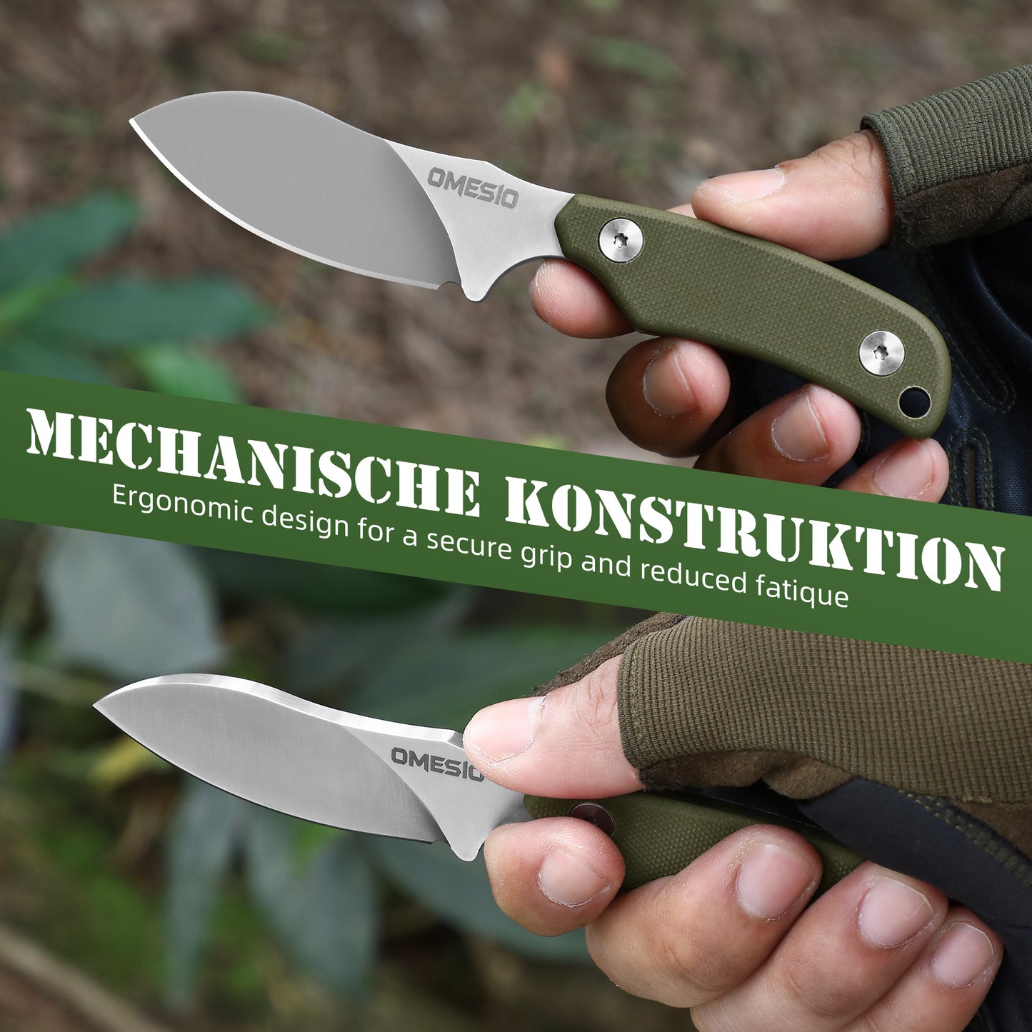 Omesio Nessmuk EDC Neck Knife | D2 Steel Full Tang Fixed Blade with Kydex Sheath