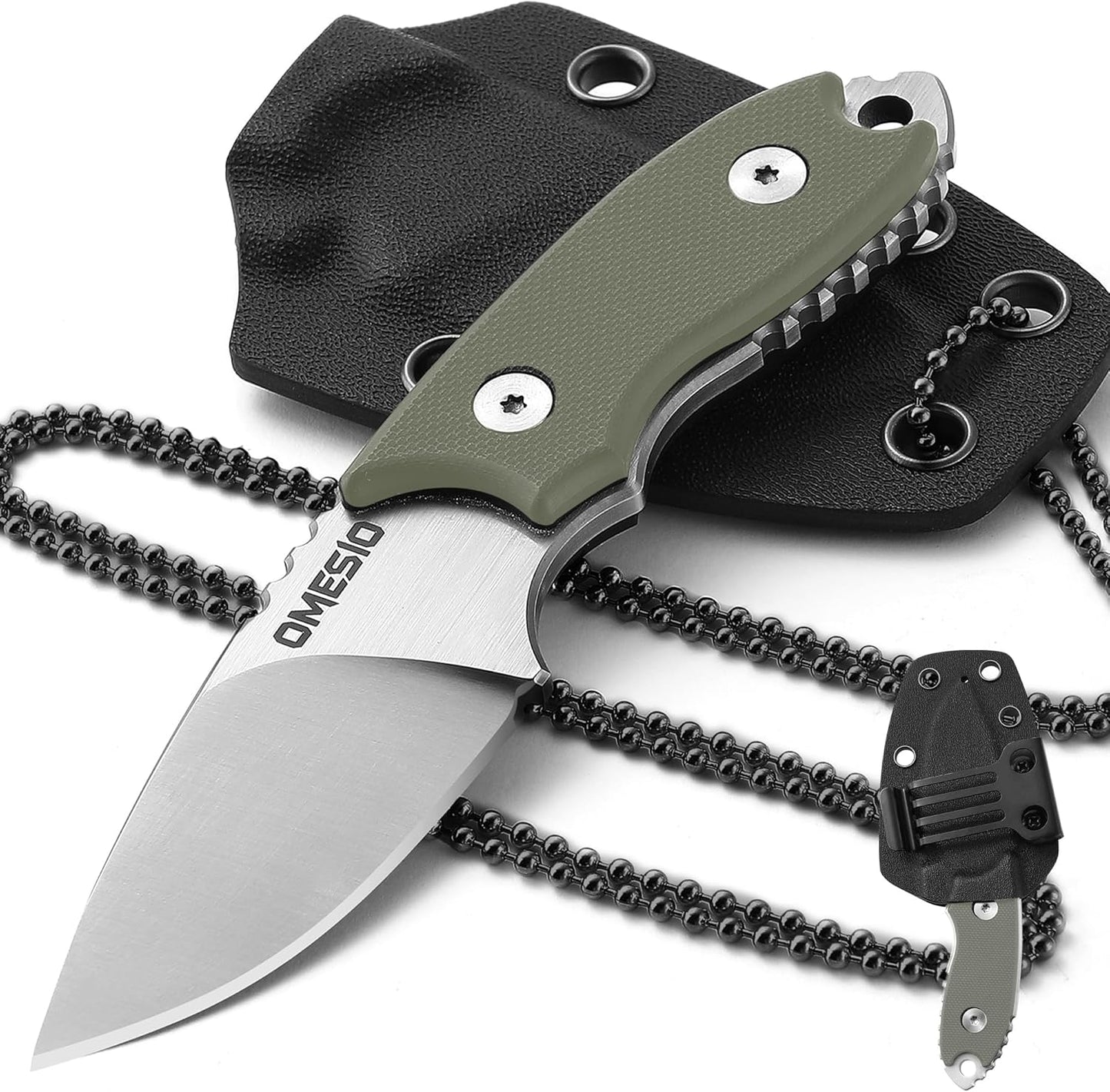 Omesio S-HT Compact D2 Neck Knife with Kydex Sheath