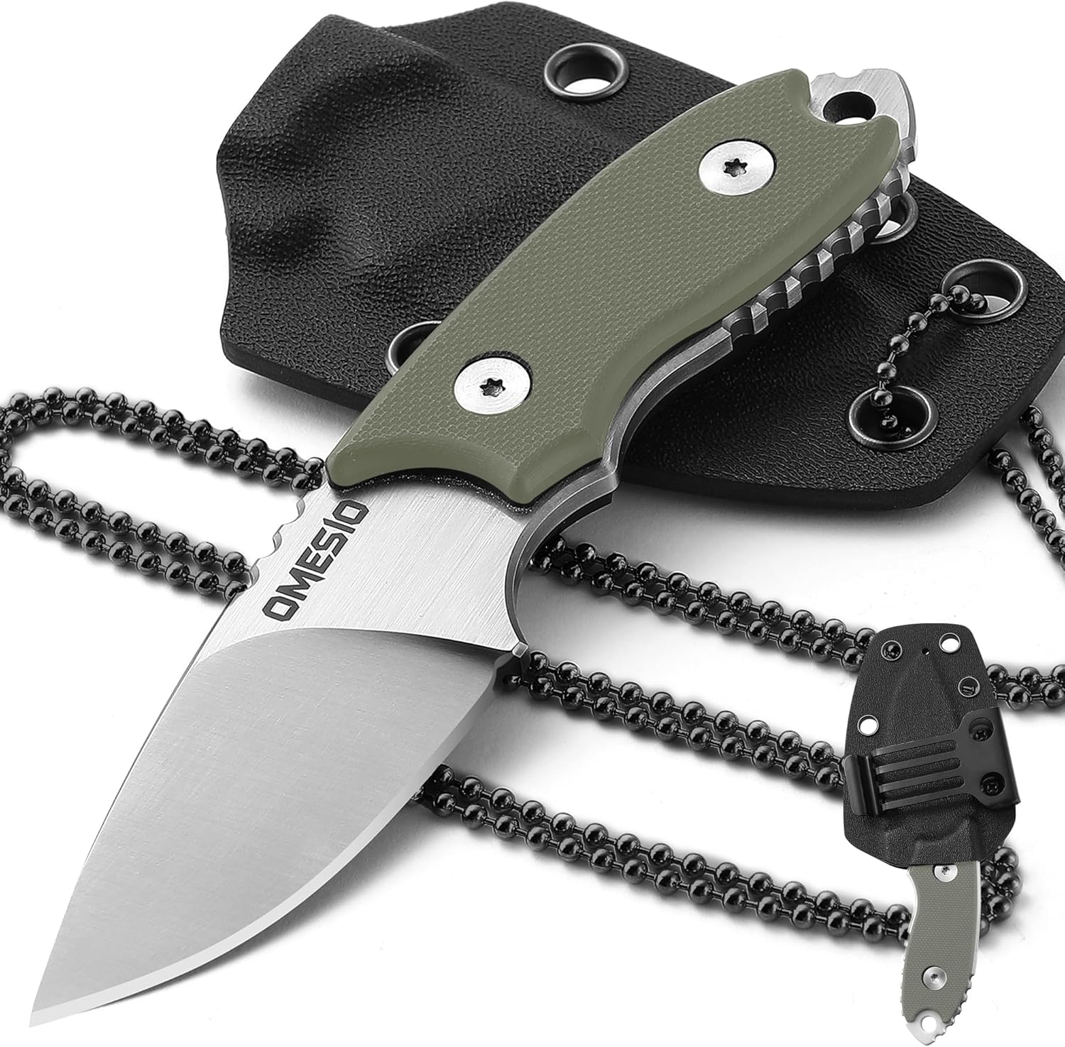 Omesio S-HT Compact D2 Neck Knife with Kydex Sheath