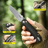 Omesio S-LB Tanto  Pocket Knife, 3.31" 14C28N Steel Axis Lock Knife