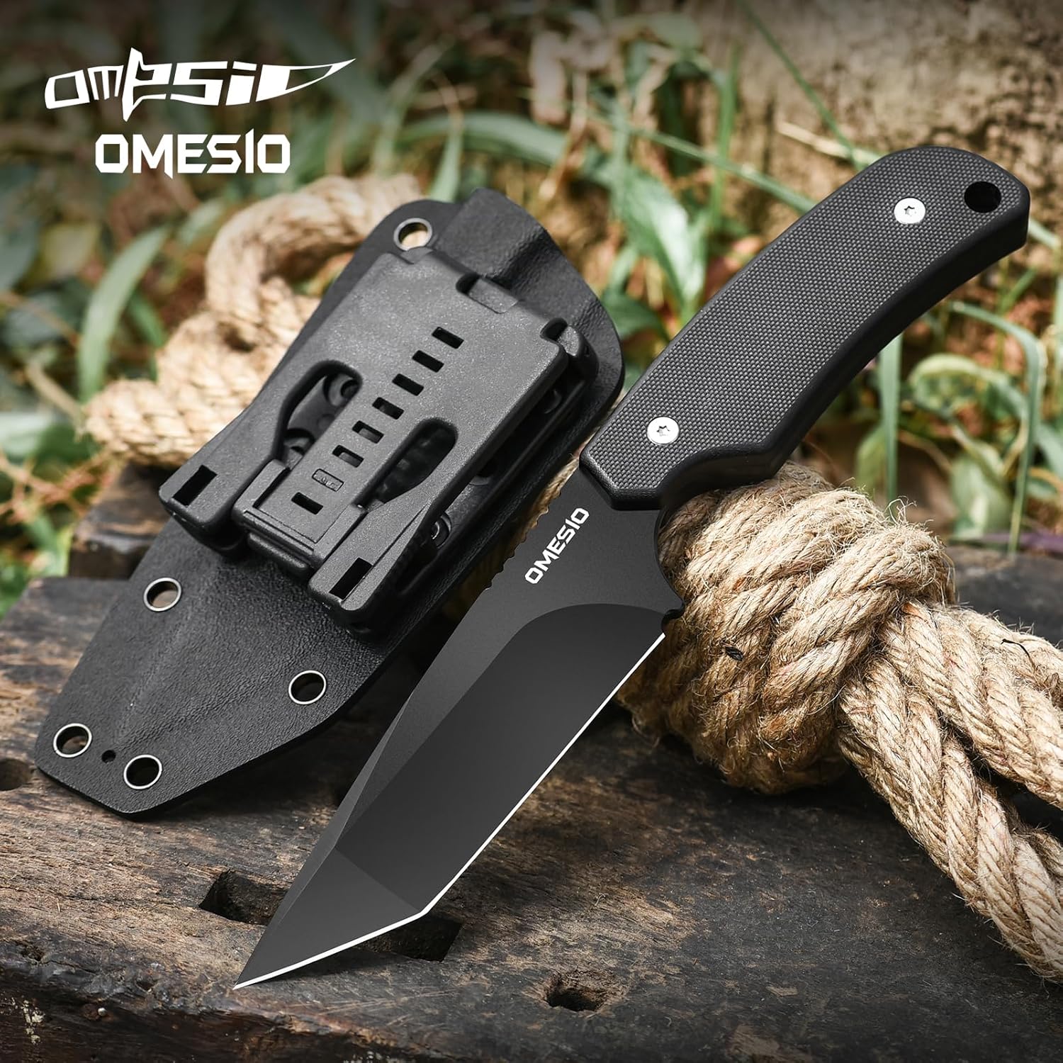 Omesio Tanto Tactical Survival Knife with Sheath