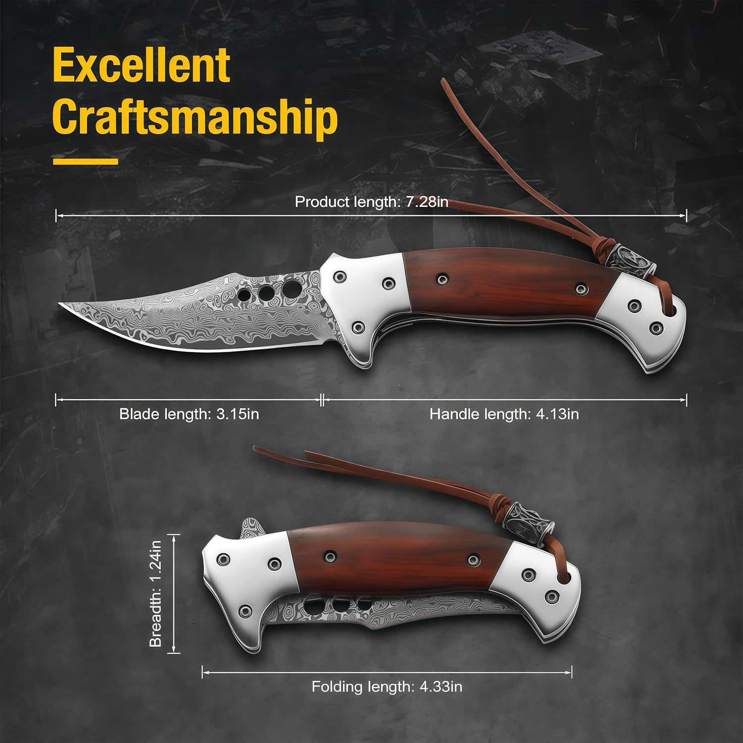 Omesio Hand-Forged Damascus Folding Knife – 67 Layers of VG10 Steel
