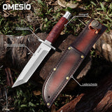 Omesio L-KB Hunting Knife with Sheath, Fixed Blade Full Tang