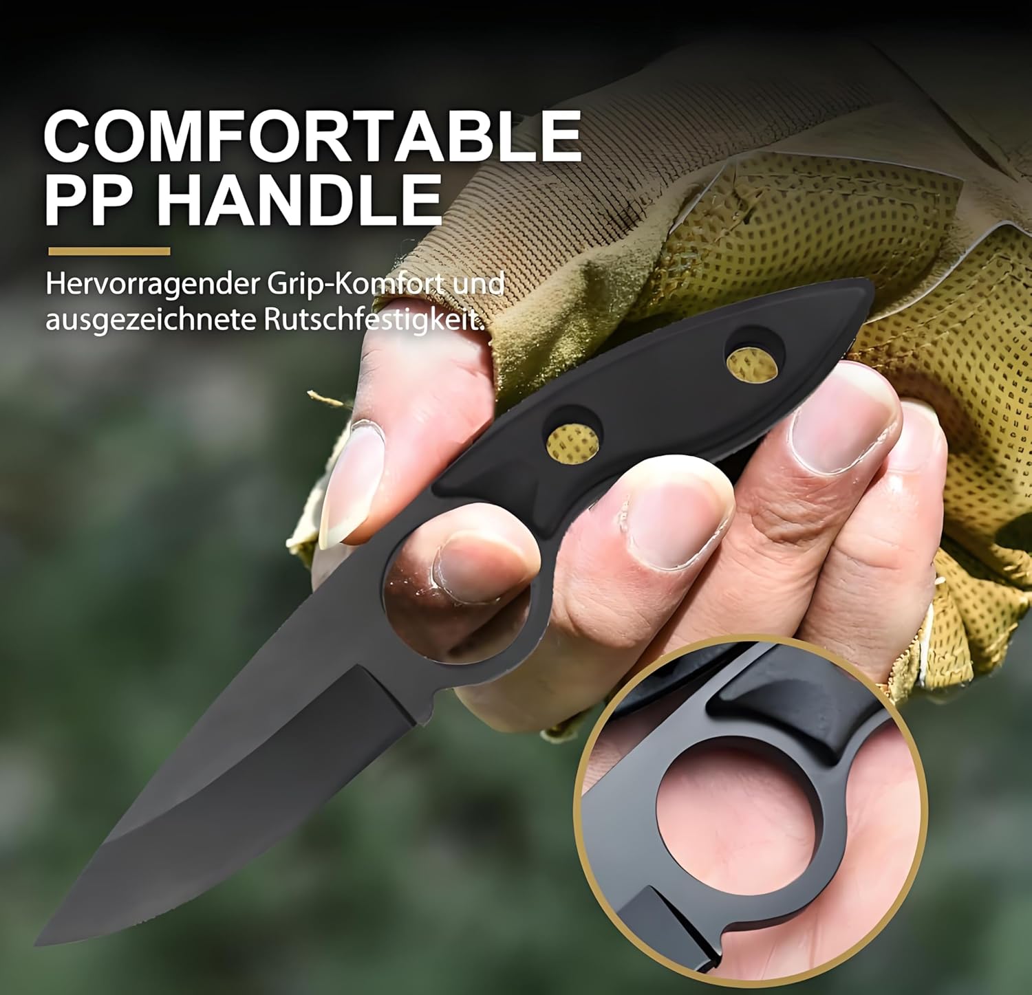 Coltello a lama fissa Omesio Compact D2 con fodero in Kydex