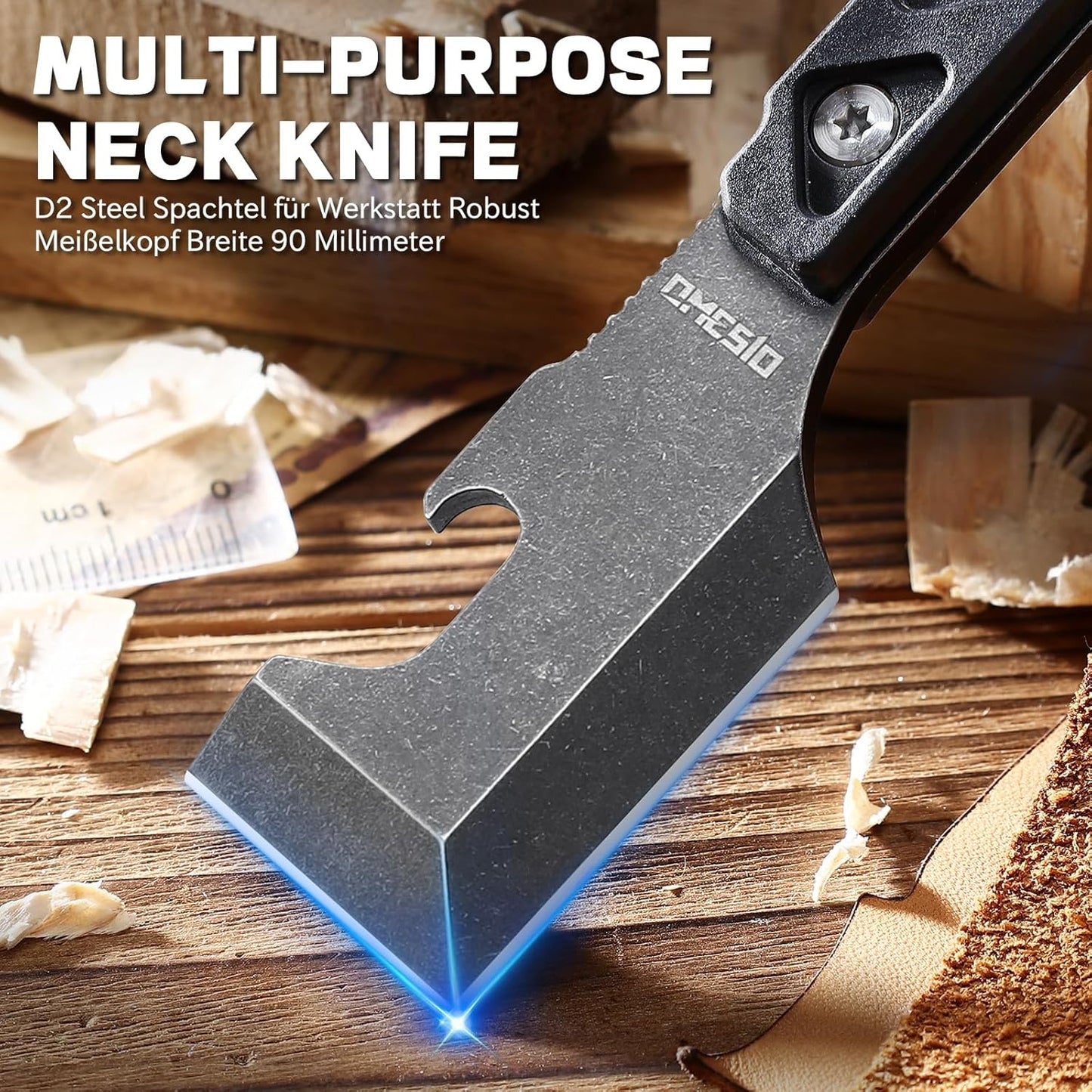 Omesio D2 Steel Neck Knife | Full-Tang EDC Blade with Kydex Sheath