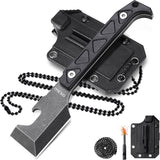 Omesio D2 Steel Neck Knife | Full-Tang EDC Blade with Kydex Sheath