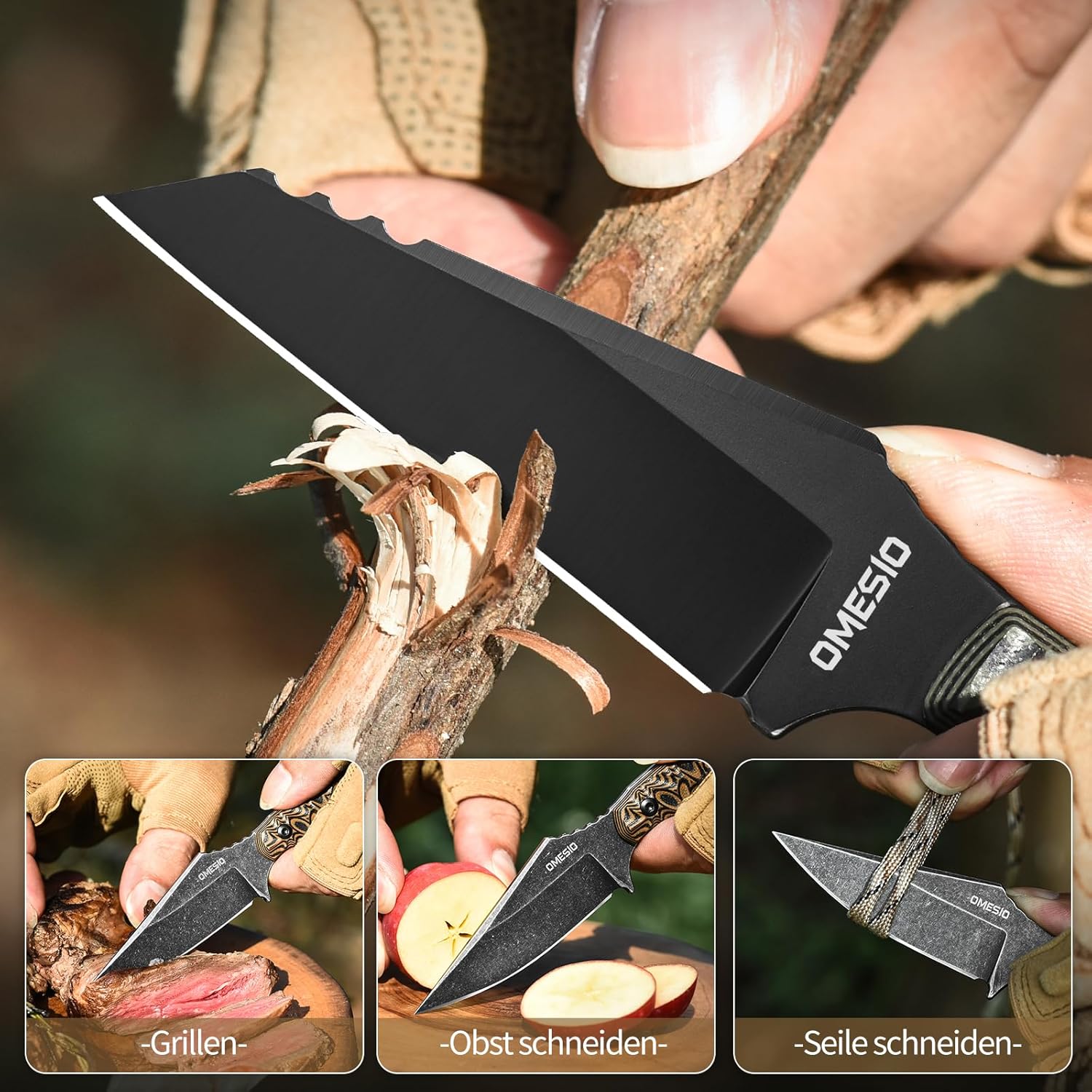 Omesio M-DR17 EDC Neck Knife with Sheath  D2 Steel with G10 Handle