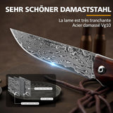 Omesio Heritage Damascus Folding Knife | VG10 Steel & Handcrafted Wood Handle