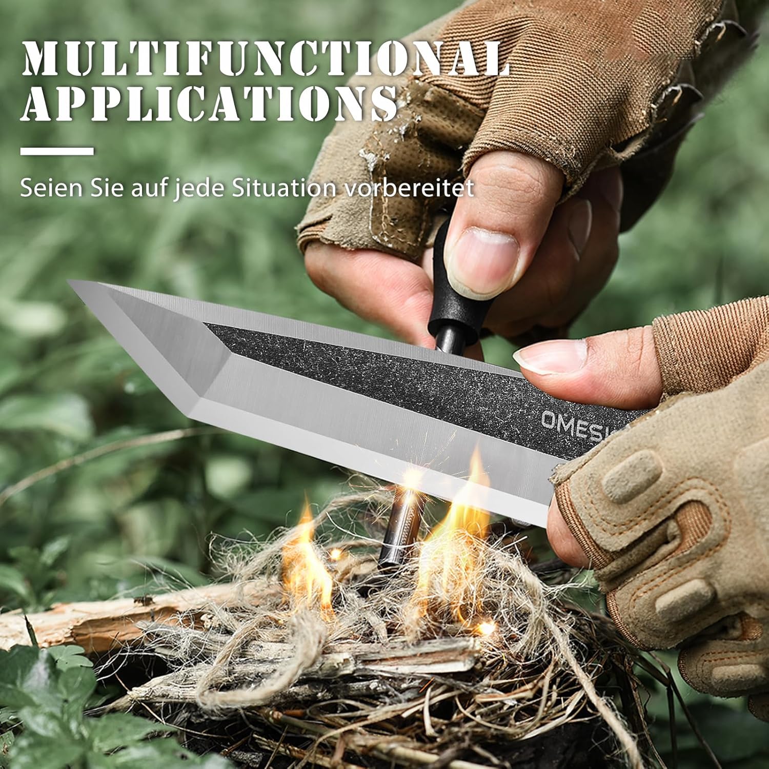 Coltello da sopravvivenza Omesio Tanto con fodero in Kydex,