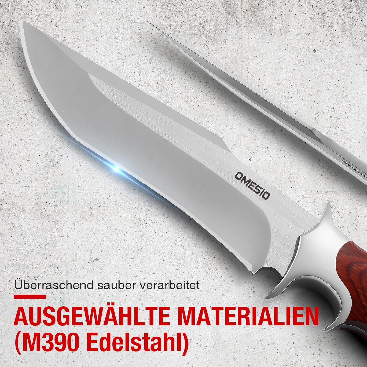 Omesio  L-PJ25H Fixed Blade Knife with Sheath Survival Knife M390 Steel