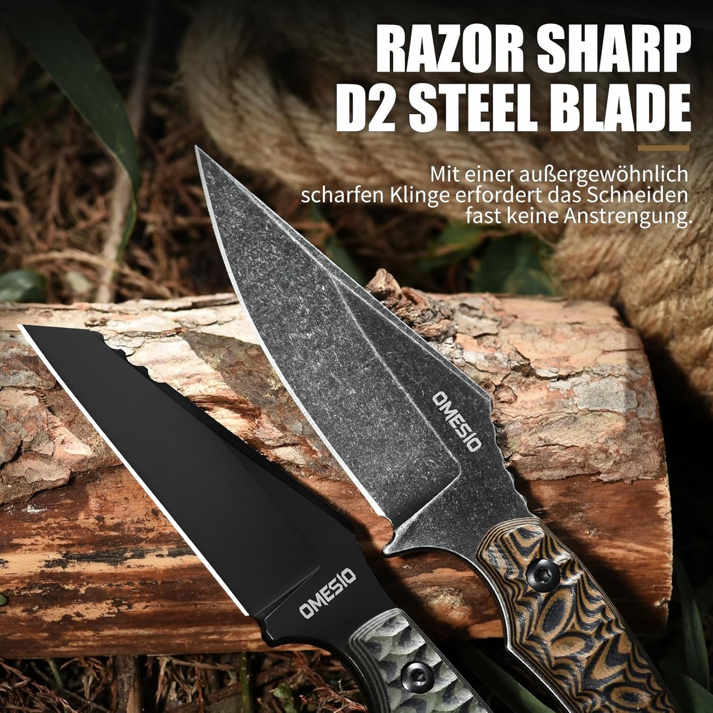 Omesio M-DR17 EDC Neck Knife with Sheath  D2 Steel with G10 Handle