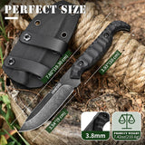 Omesio M-FT 7.6" EDC Fixed Blade Knife with Kydex Sheath