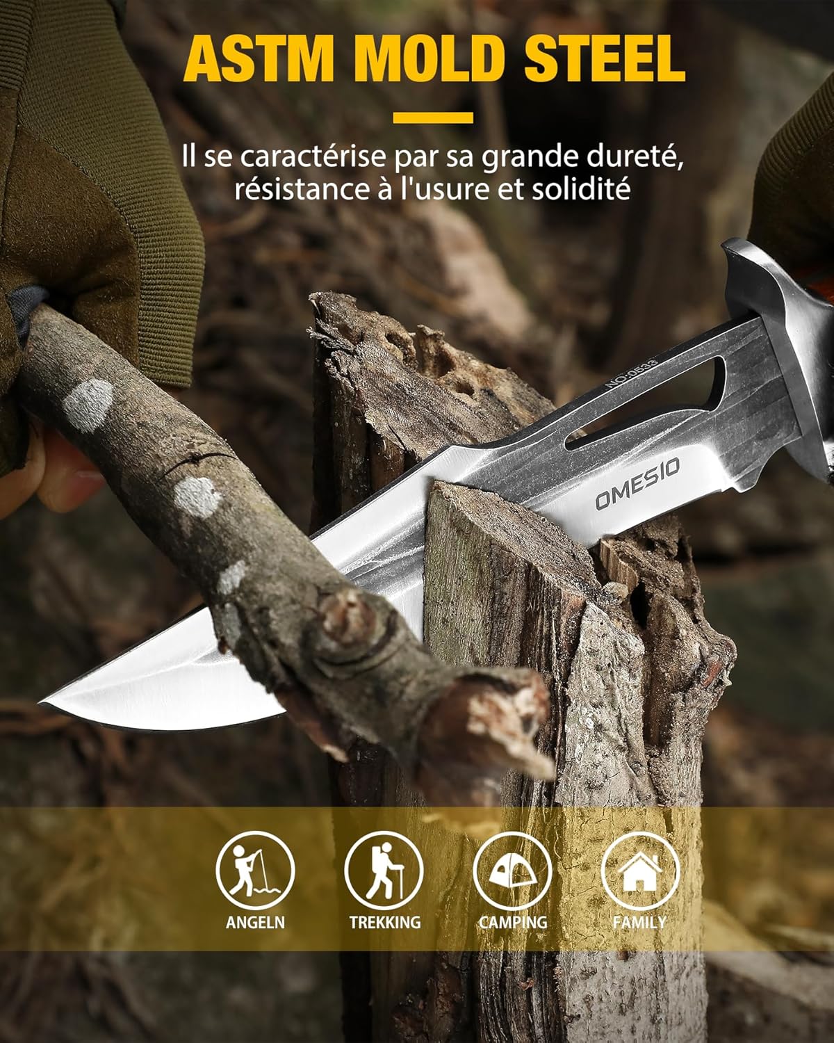 Omesio  L-MR15H Outdoor Survival Knife with Sheath
