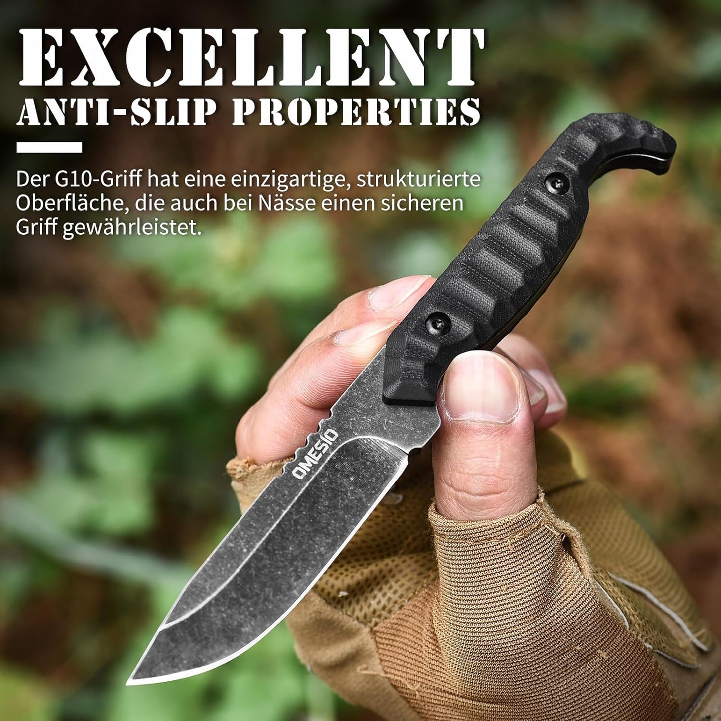 Omesio M-FT 7.6" EDC Fixed Blade Knife with Kydex Sheath