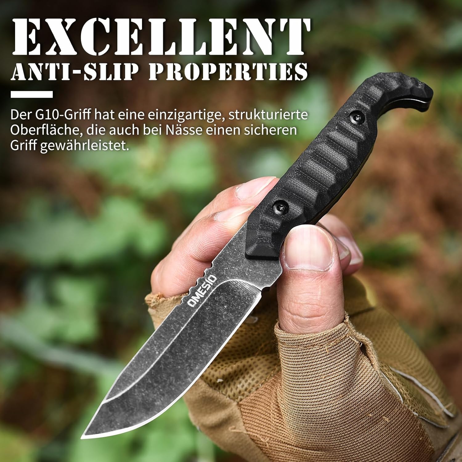 Omesio M-FT 7.6" EDC Fixed Blade Knife with Kydex Sheath
