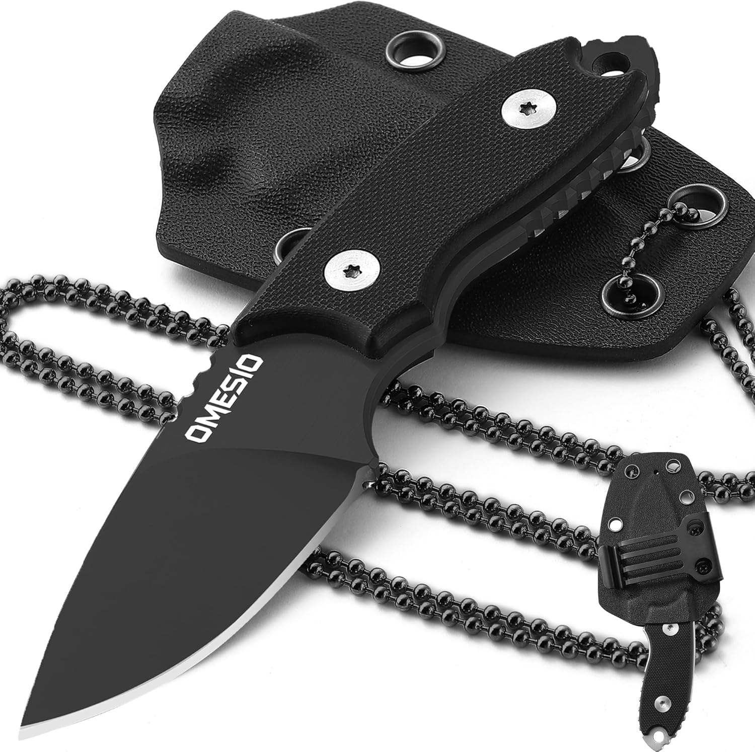 Omesio S-HT Compact D2 Neck Knife with Kydex Sheath