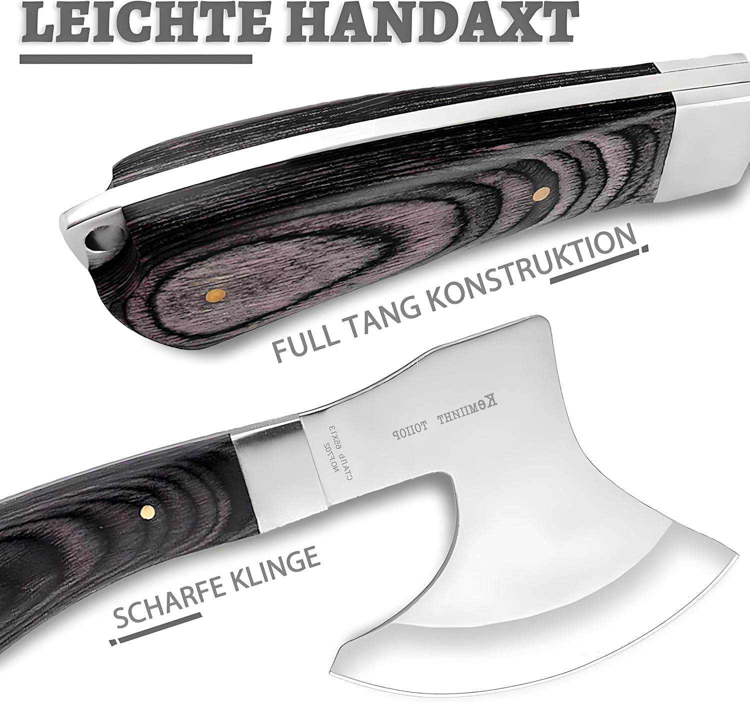 Omesio Mini Survival Axe, Small Outdoor Hatchet, Full-Tang Hand Axe 22.2 cm