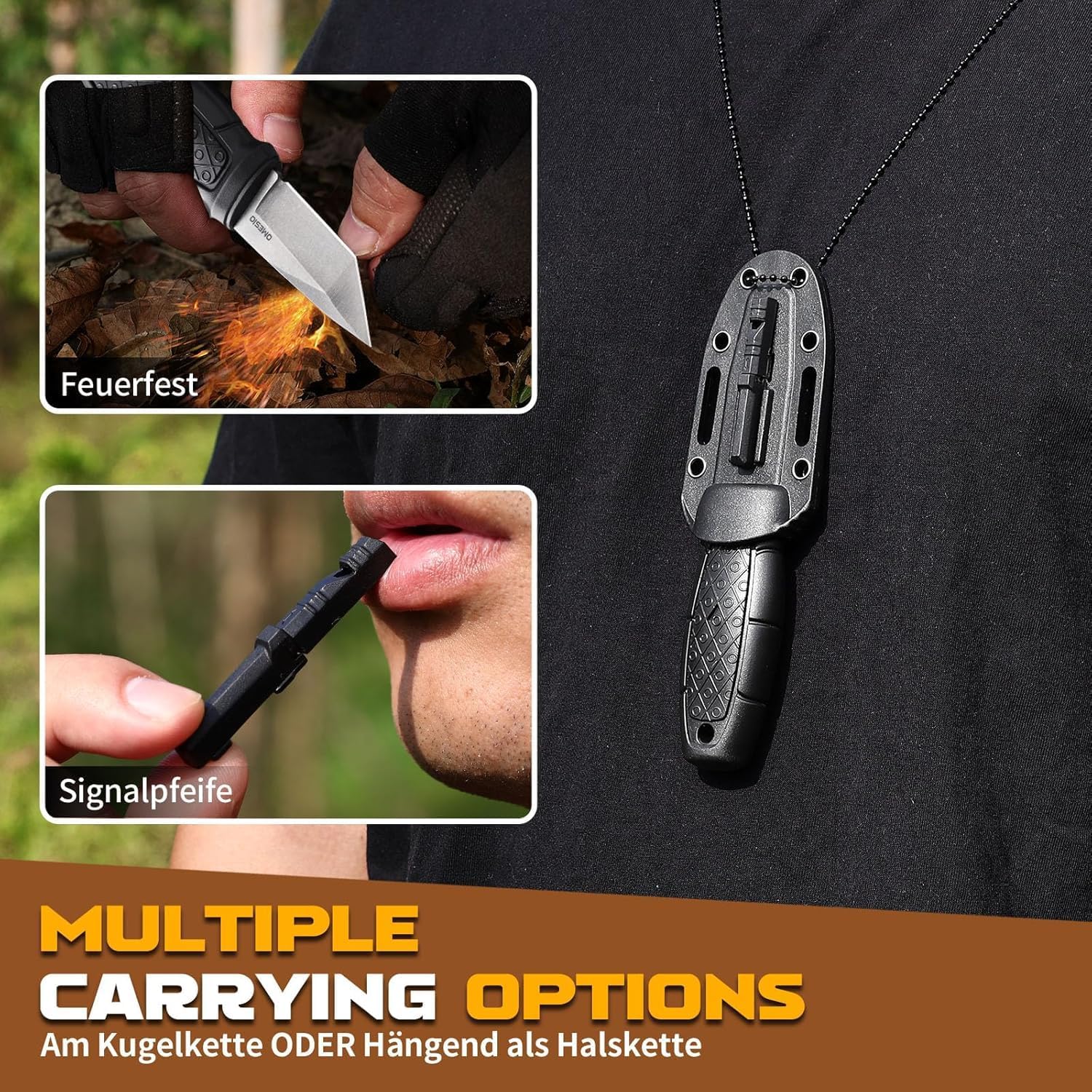 Omesio S-MY21 Tanto Knife, Outdoor Neck Knife