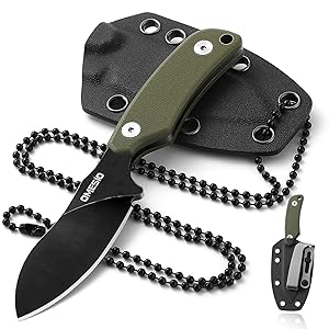 Omesio Nessmuk EDC Neck Knife | D2 Steel Full Tang Fixed Blade with Kydex Sheath