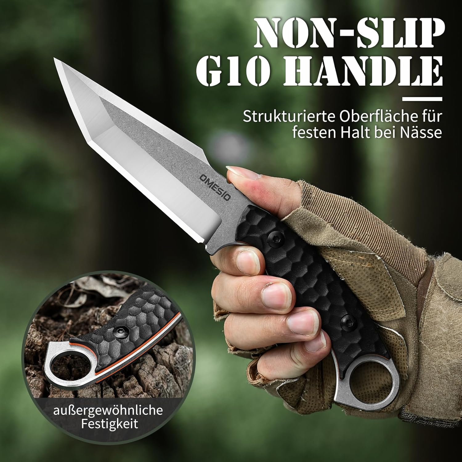 Coltello da sopravvivenza Omesio Tanto con fodero in Kydex,