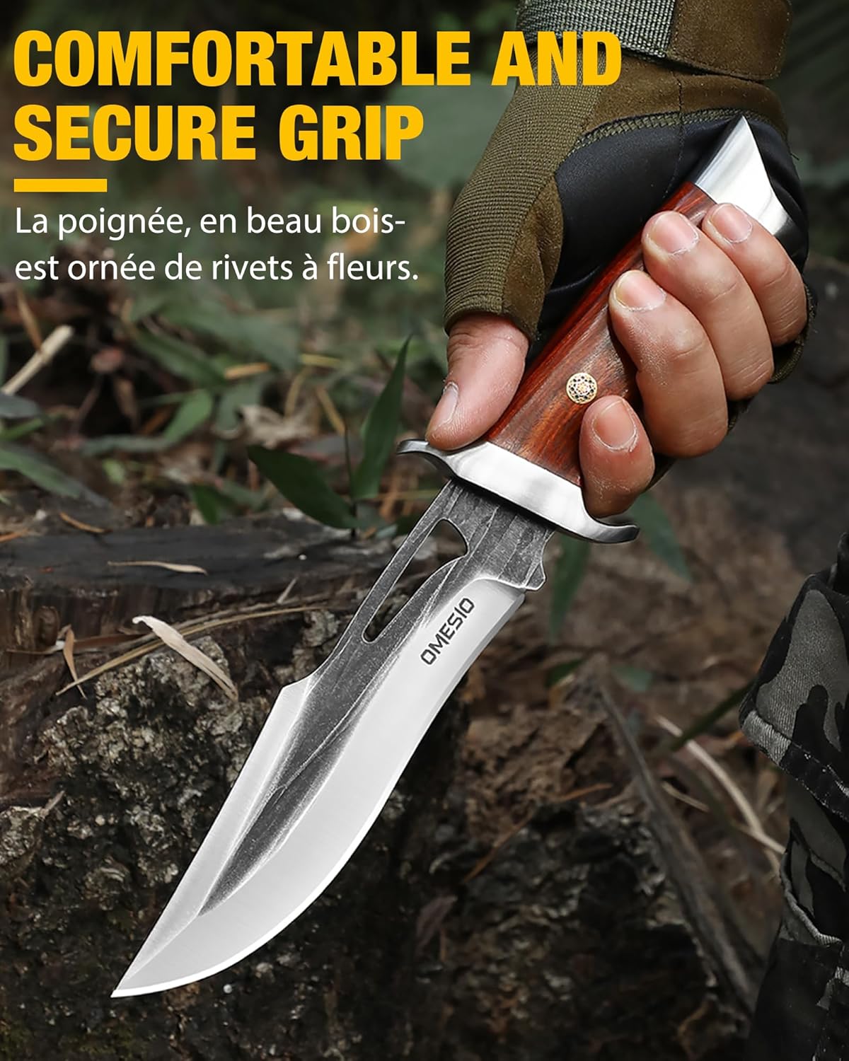 Omesio  L-MR15H Outdoor Survival Knife with Sheath