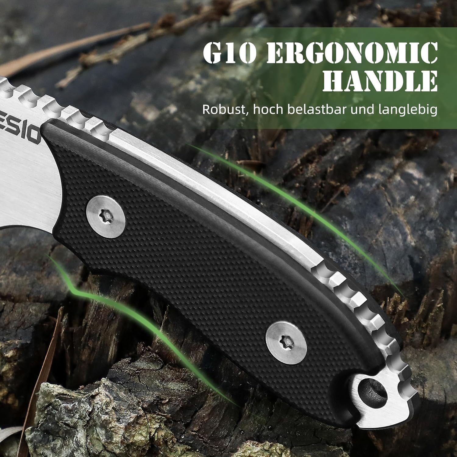 Omesio S-HT Compact D2 Neck Knife with Kydex Sheath