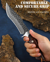 Omesio  L-PJ25H with Survival Knife Sheath Hunting knife Damascus Steel
