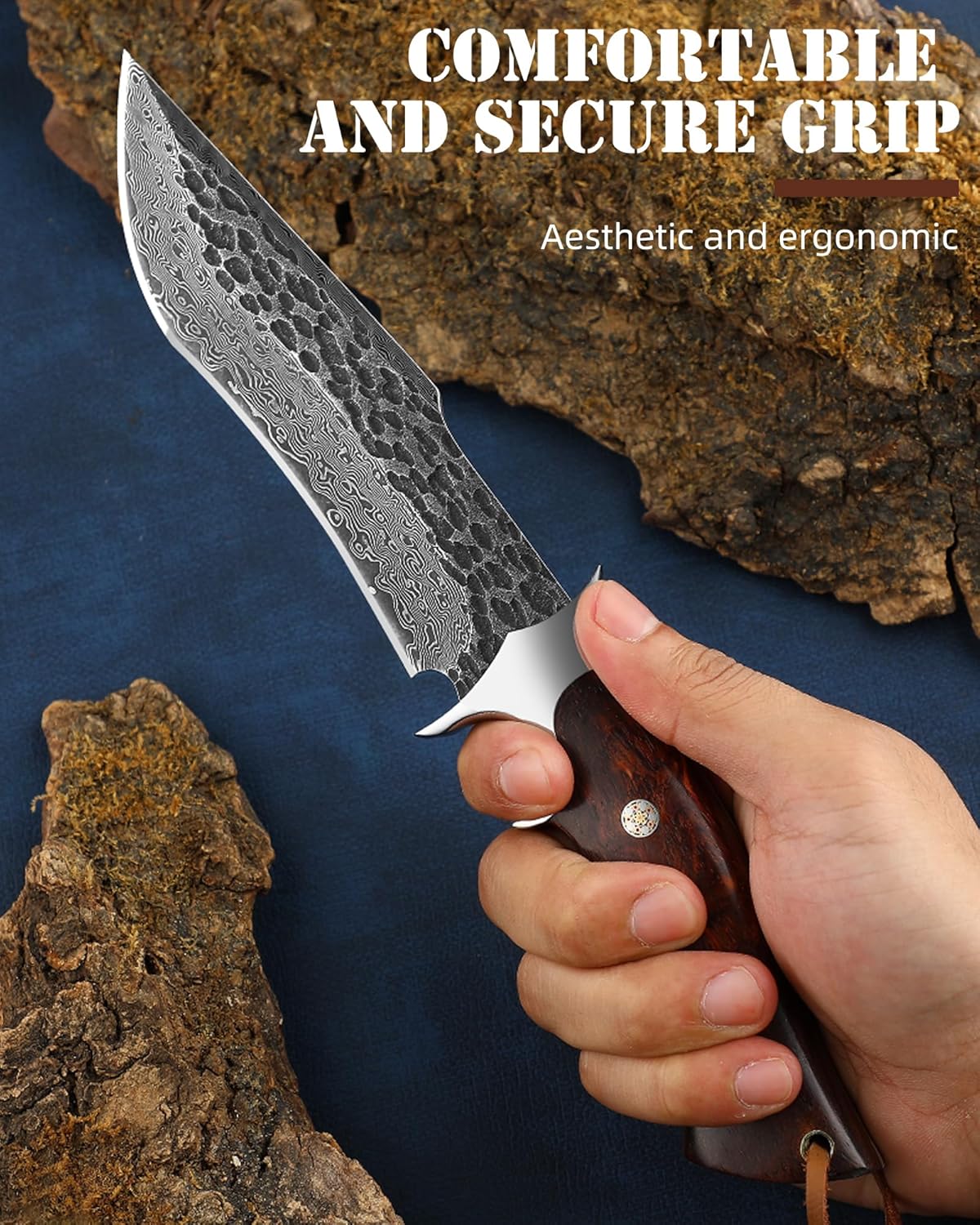 Omesio  L-PJ25H with Survival Knife Sheath Hunting knife Damascus Steel