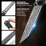 Omesio Damascus Tanto Pocket Knife for Men Women