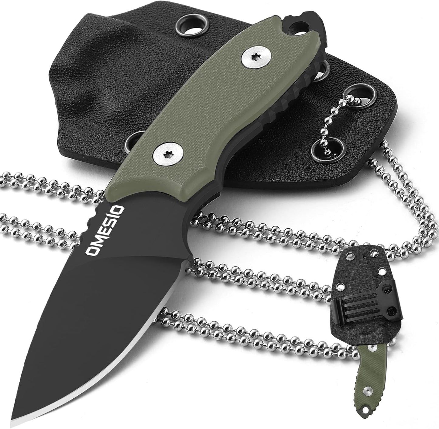 Omesio S-HT Compact D2 Neck Knife with Kydex Sheath