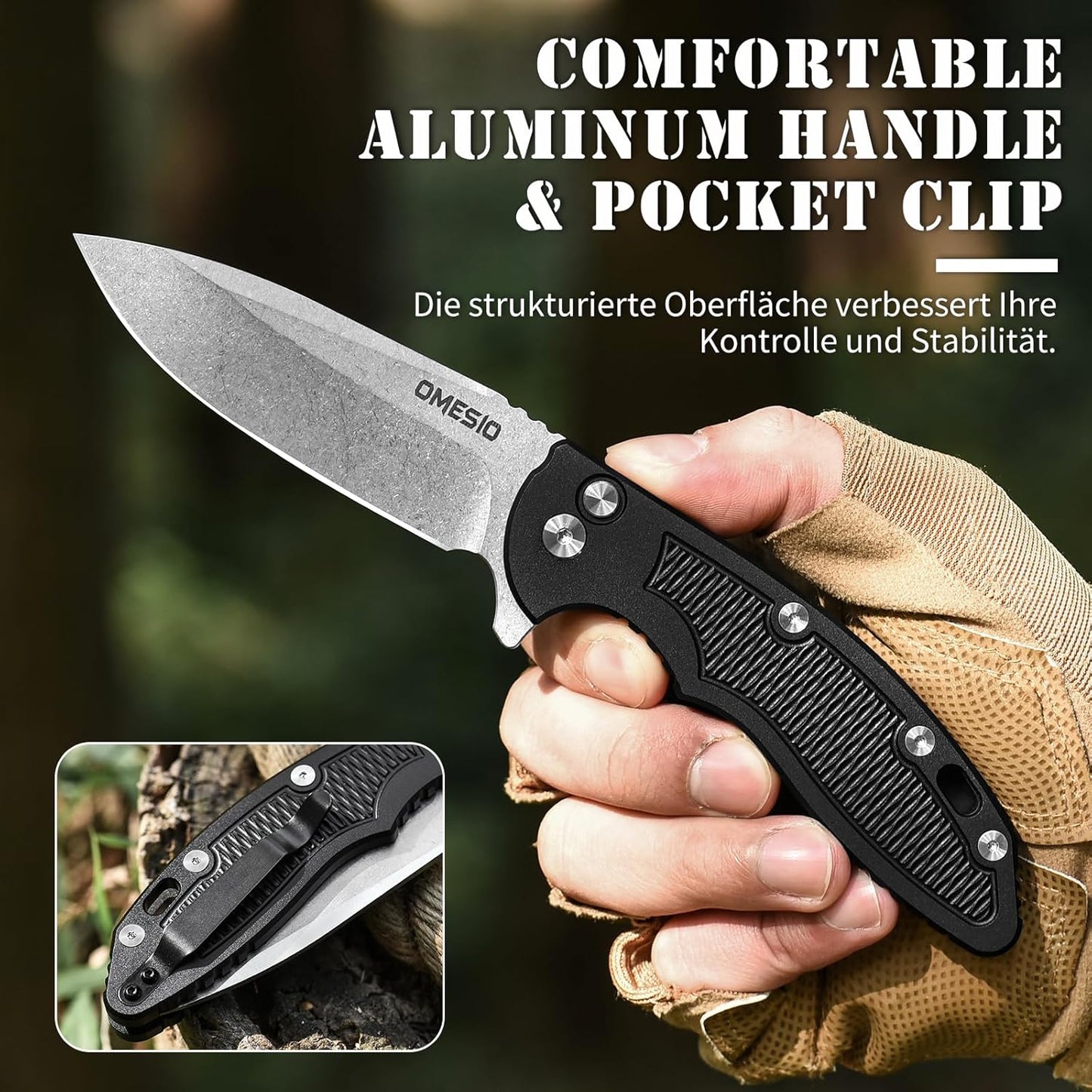 Omesio S-LB  EDC Folding Pocket Button Lock Knife