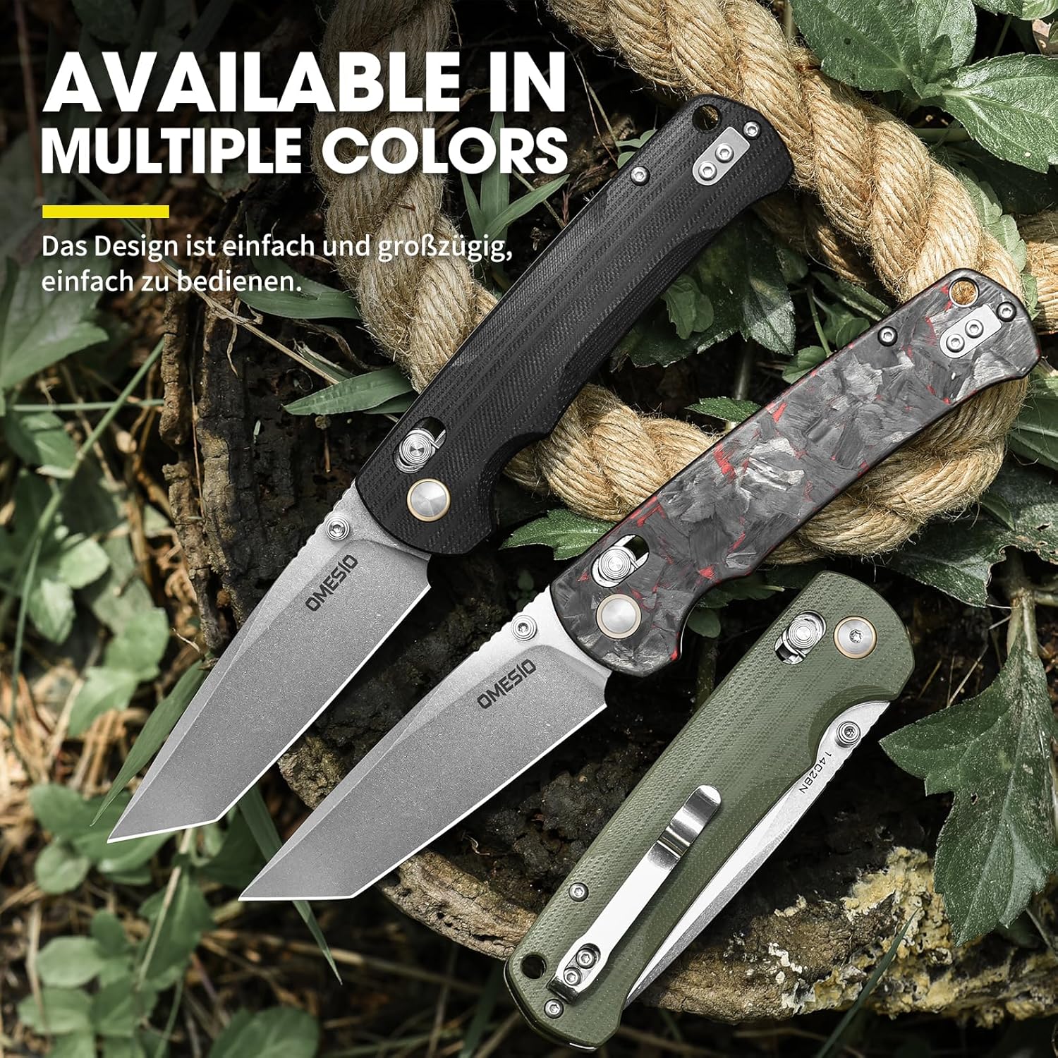 Omesio S-LB Tanto  Pocket Knife, 3.31" 14C28N Steel Axis Lock Knife