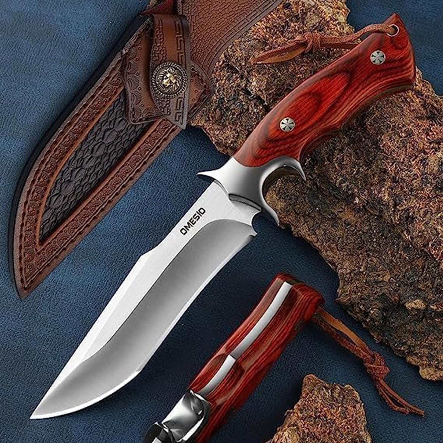 Omesio  L-PJ25H Fixed Blade Knife with Sheath Survival Knife M390 Steel