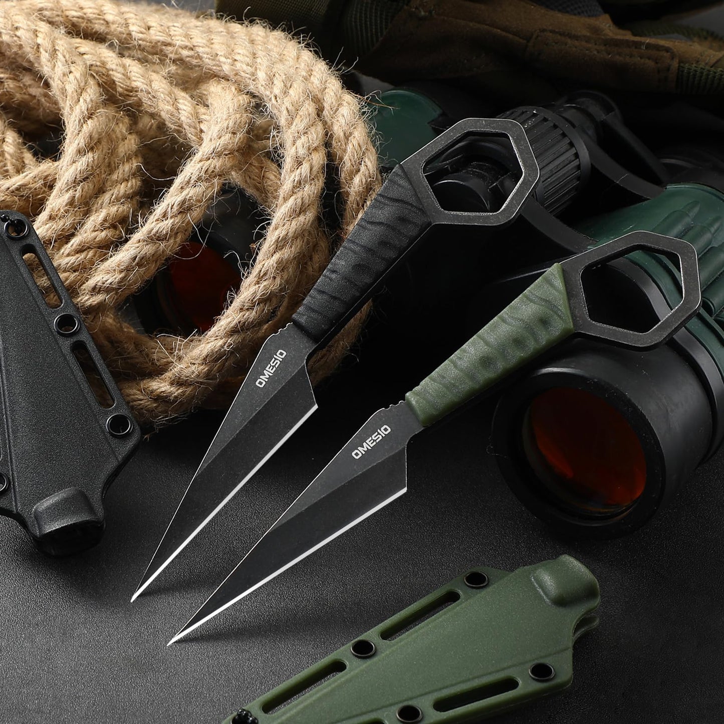 Omesio Compact Full Tang EDC Neck Knife | Black