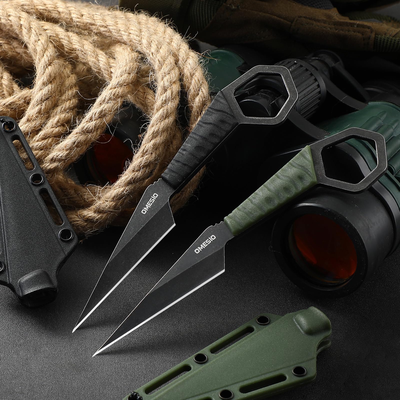 Omesio Compact Full Tang EDC Neck Knife | Black