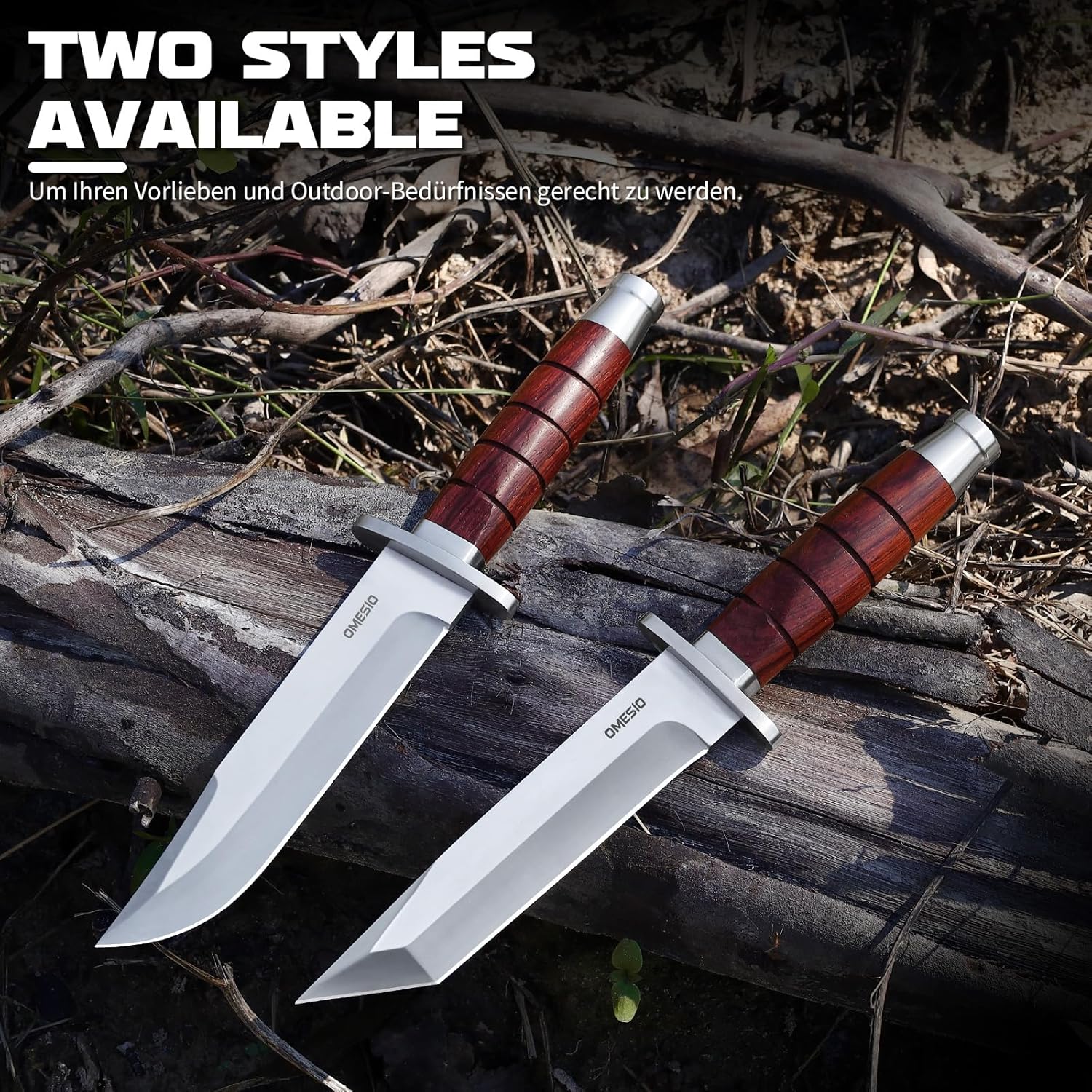 Omesio L-KB Hunting Knife with Sheath, Fixed Blade Full Tang