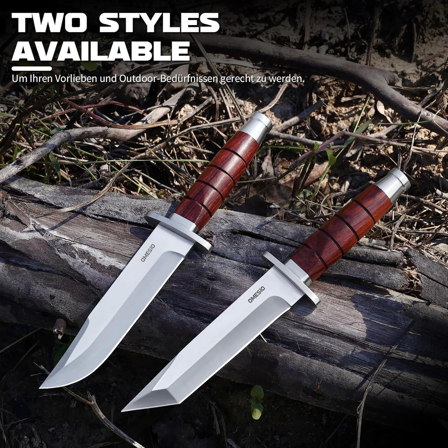 Omesio L-KB Straight Back Outdoor Hunting  Knife with Sheath