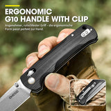Omesio S-LB Tanto  Pocket Knife, 3.31" 14C28N Steel Axis Lock Knife