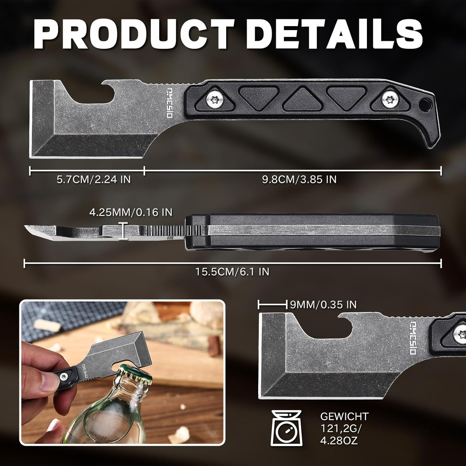 Omesio D2 Steel Neck Knife | Full-Tang EDC Blade with Kydex Sheath