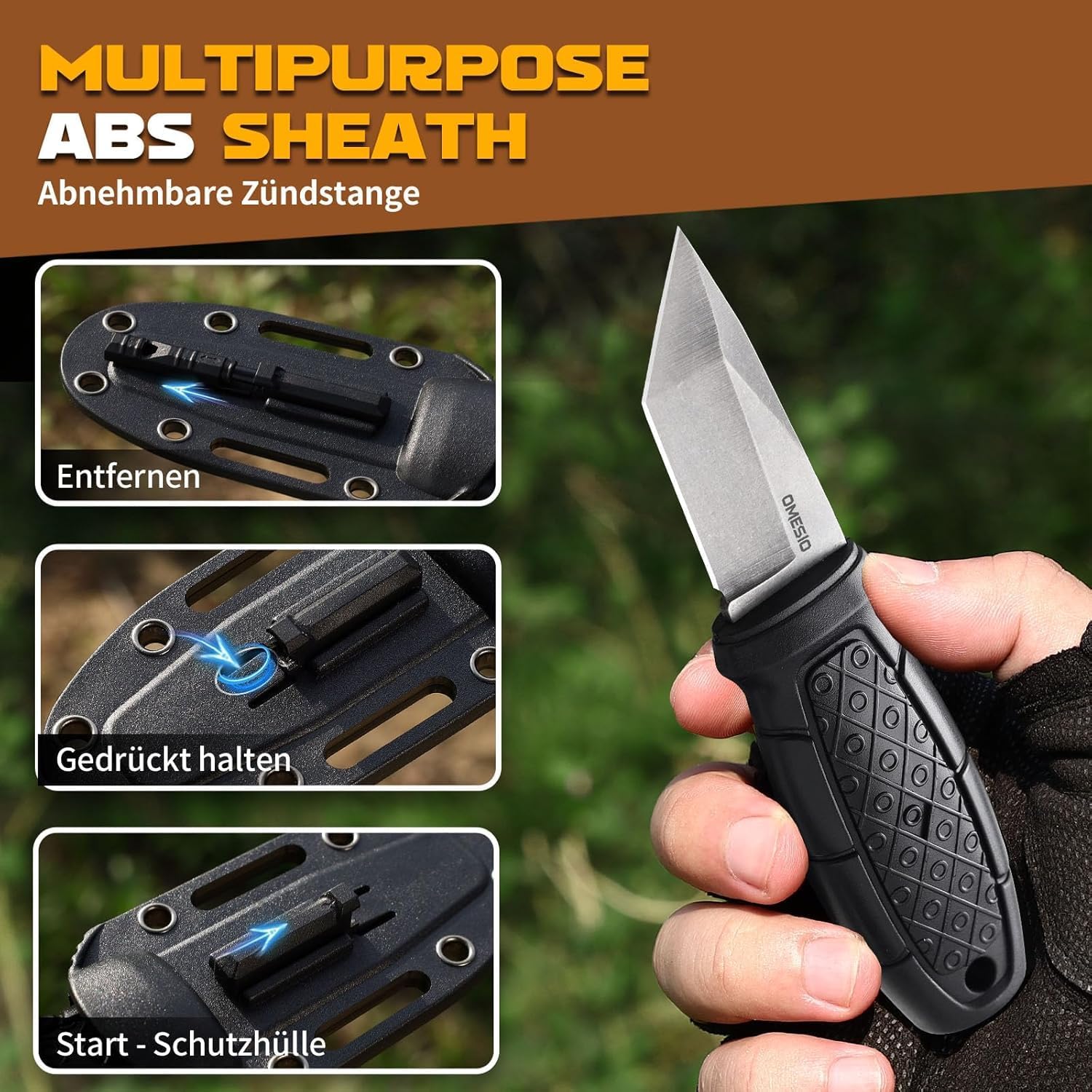 Omesio S-MY21 Tanto Knife, Outdoor Neck Knife