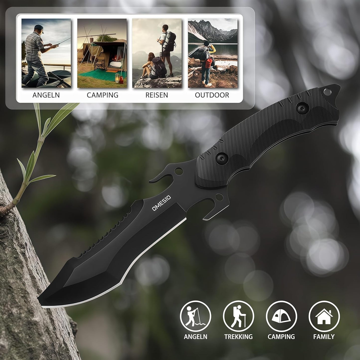 Omesio   L-MS11 with Fixed Blade Knife Sheath Hunting knife 5CR14MOV Steel