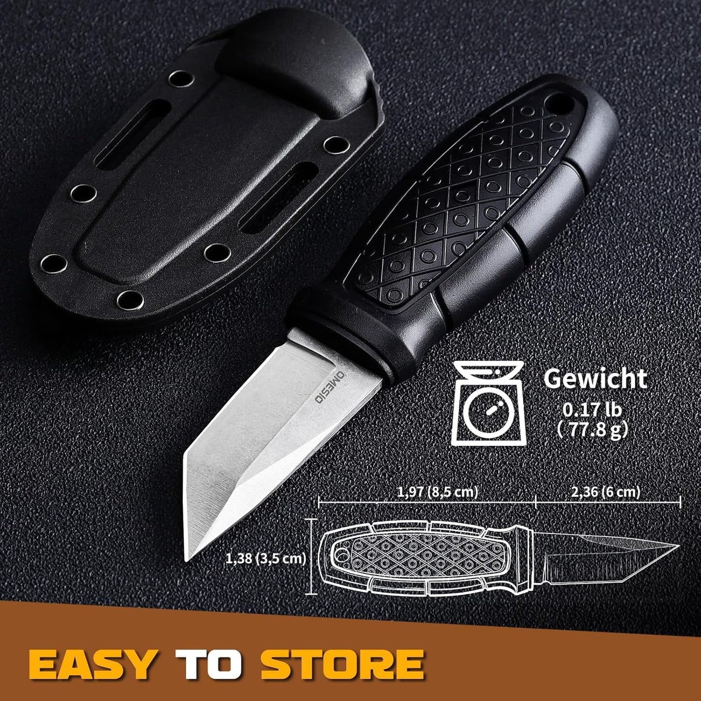 Omesio S-MY21 Tanto Knife, Outdoor Neck Knife