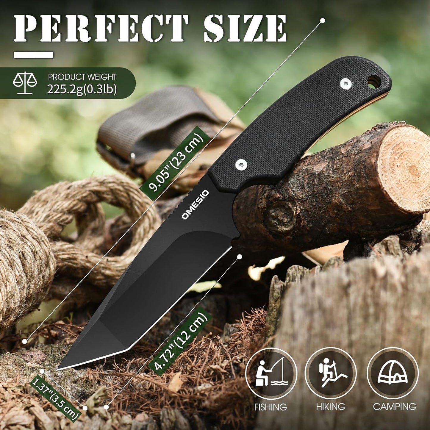 Omesio Tanto Tactical Survival Knife with Sheath