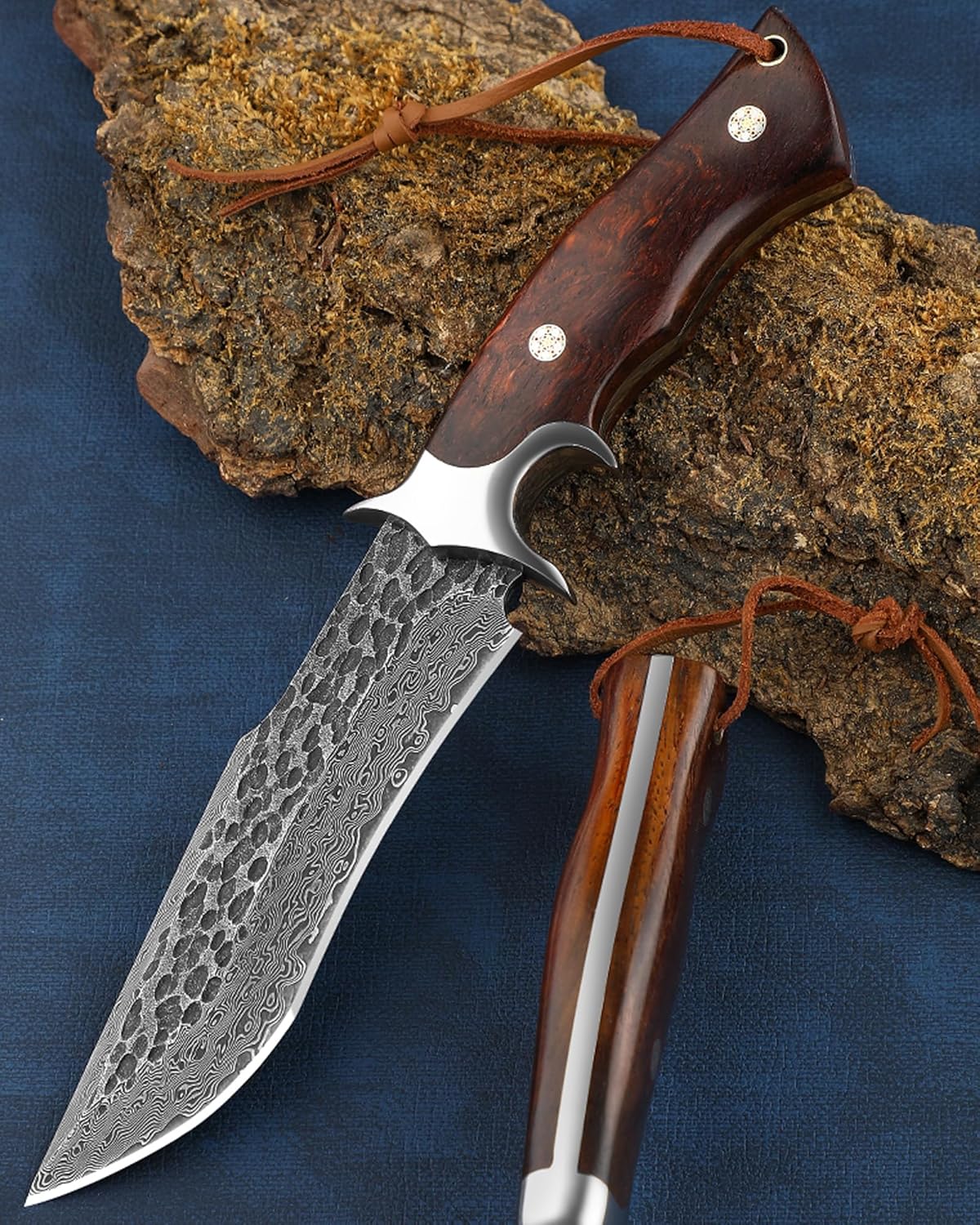Omesio  L-PJ25H with Survival Knife Sheath Hunting knife Damascus Steel