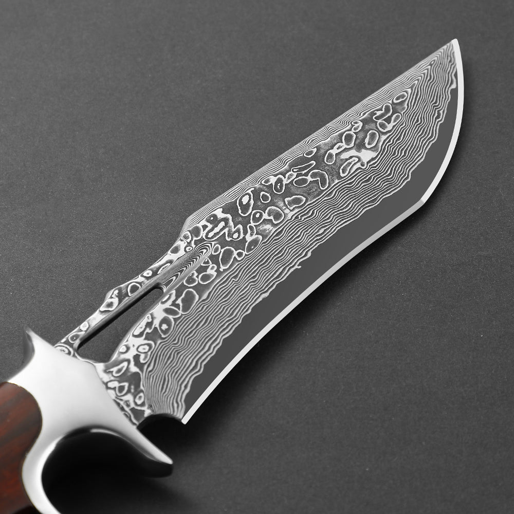 Coltello a lama fissa in acciaio Damasco Full Tang Omesio