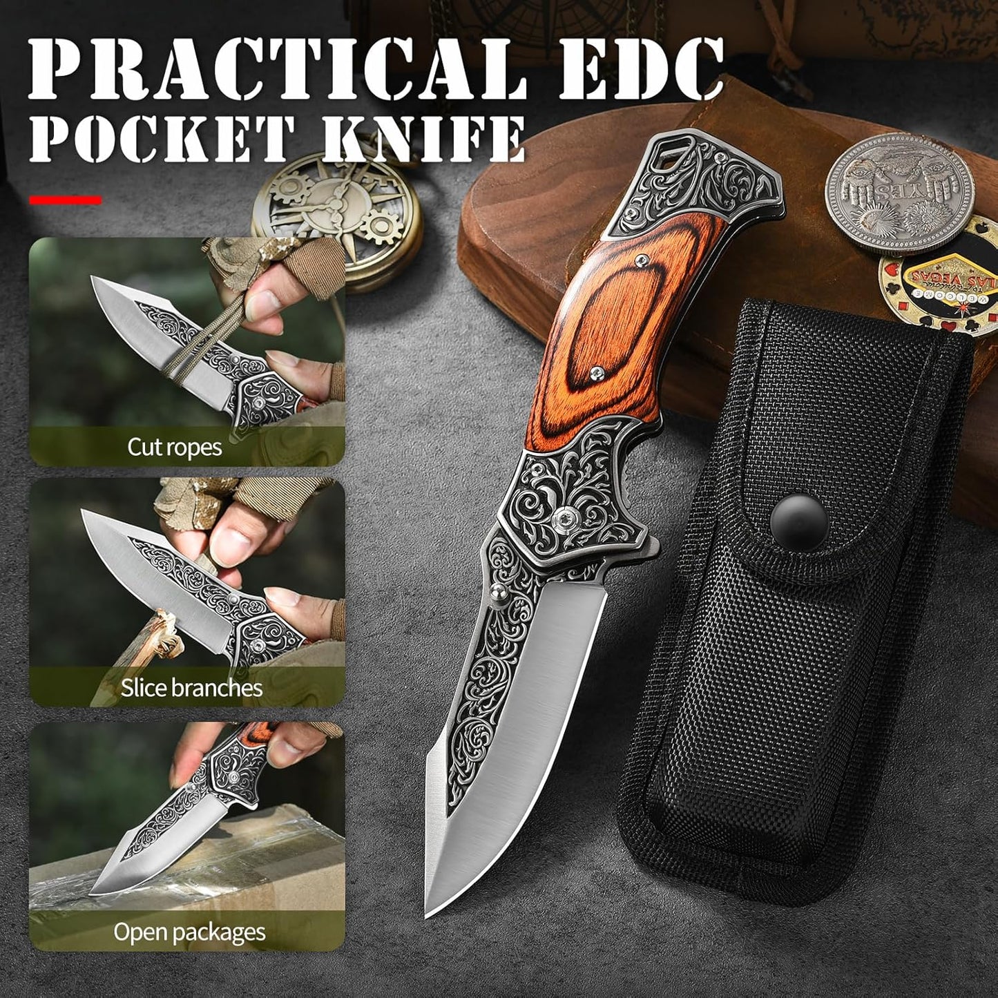 Omesio S-XY  Folding Pocket Knife 420 Steel Steel Pocket Knife