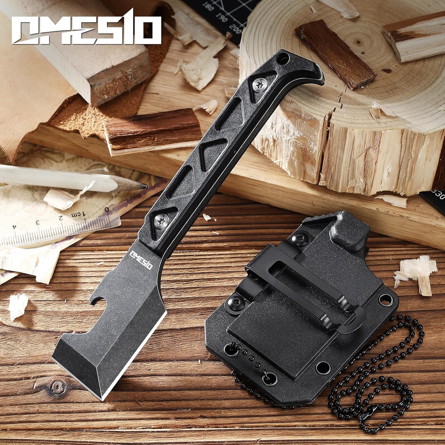 Omesio D2 Steel Neck Knife | Full-Tang EDC Blade with Kydex Sheath