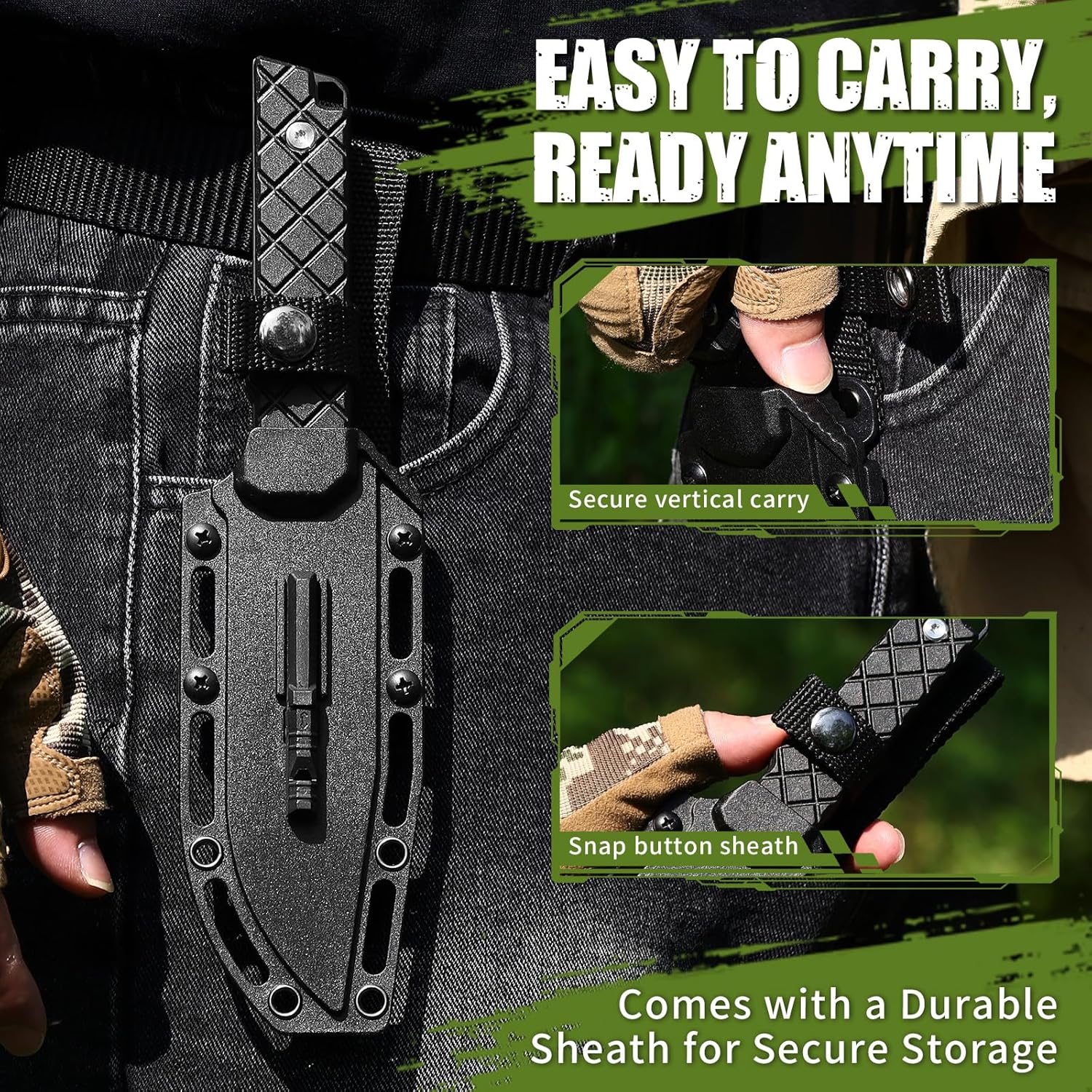 Omesio M-PJ21 Survival Knife with Kydex Sheath